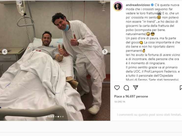 Andrea Dovizioso in ospedale a Fermo (Instagram) 11.12.2022 mondofuoristrada