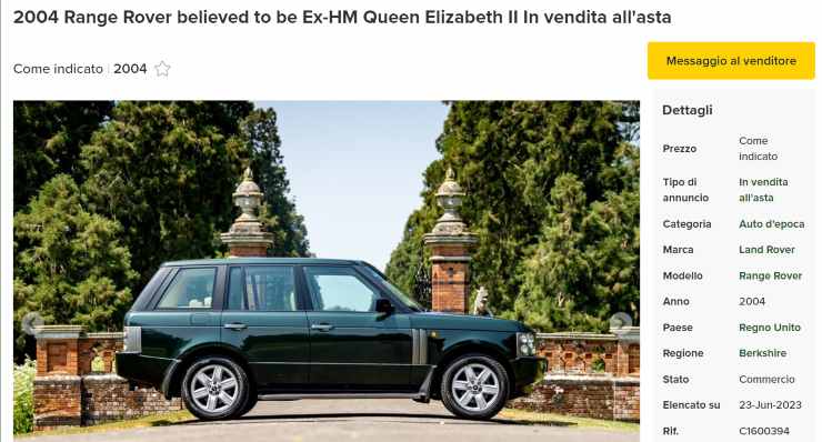 Range Rover regina elisabetta vendita