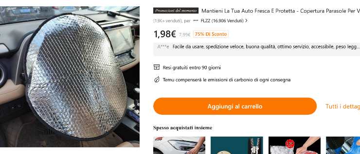 Copertura parasole che occasione