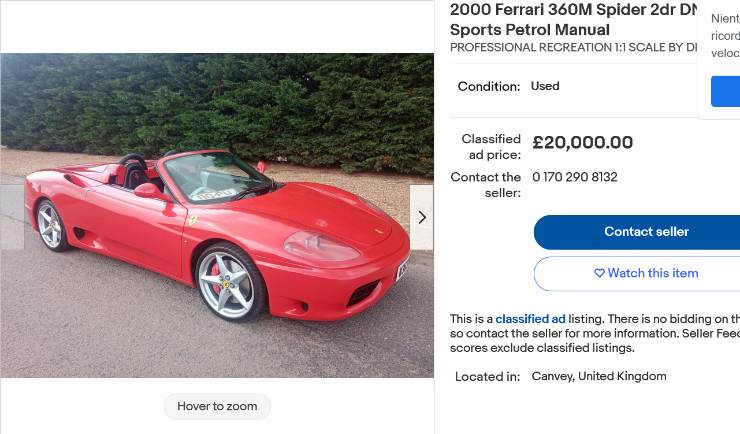 Ferrari 360 Modena che furto