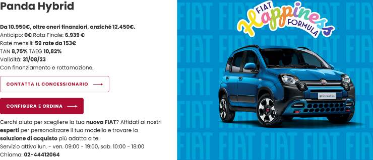 Fiat Panda Hybrid che offerta