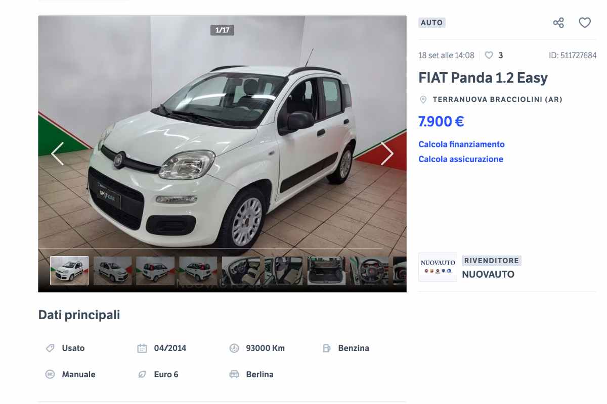 Fiat Panda usata in vendita annuncio