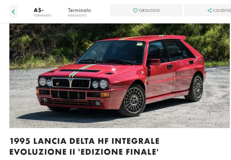 Lancia Delta HF Integrale, prezzo pazzesco