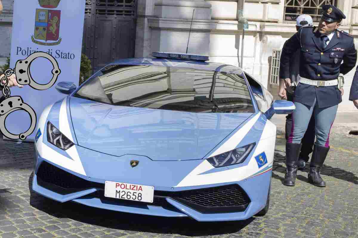 Il frontale della Lambo della Polizia