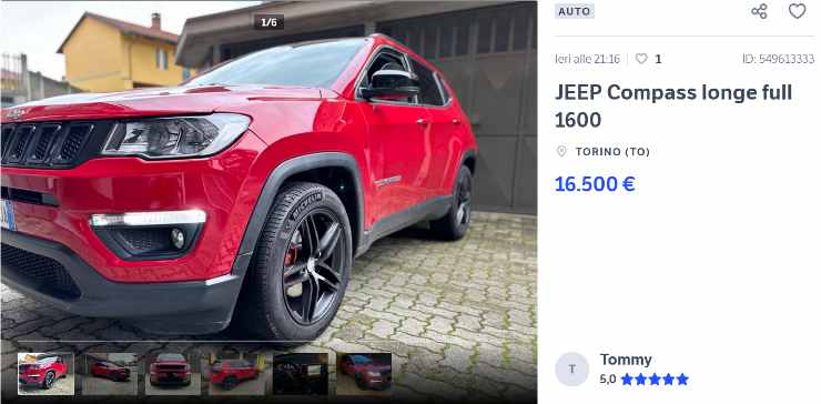 Jeep Compass prezzo modello usato Subito.it